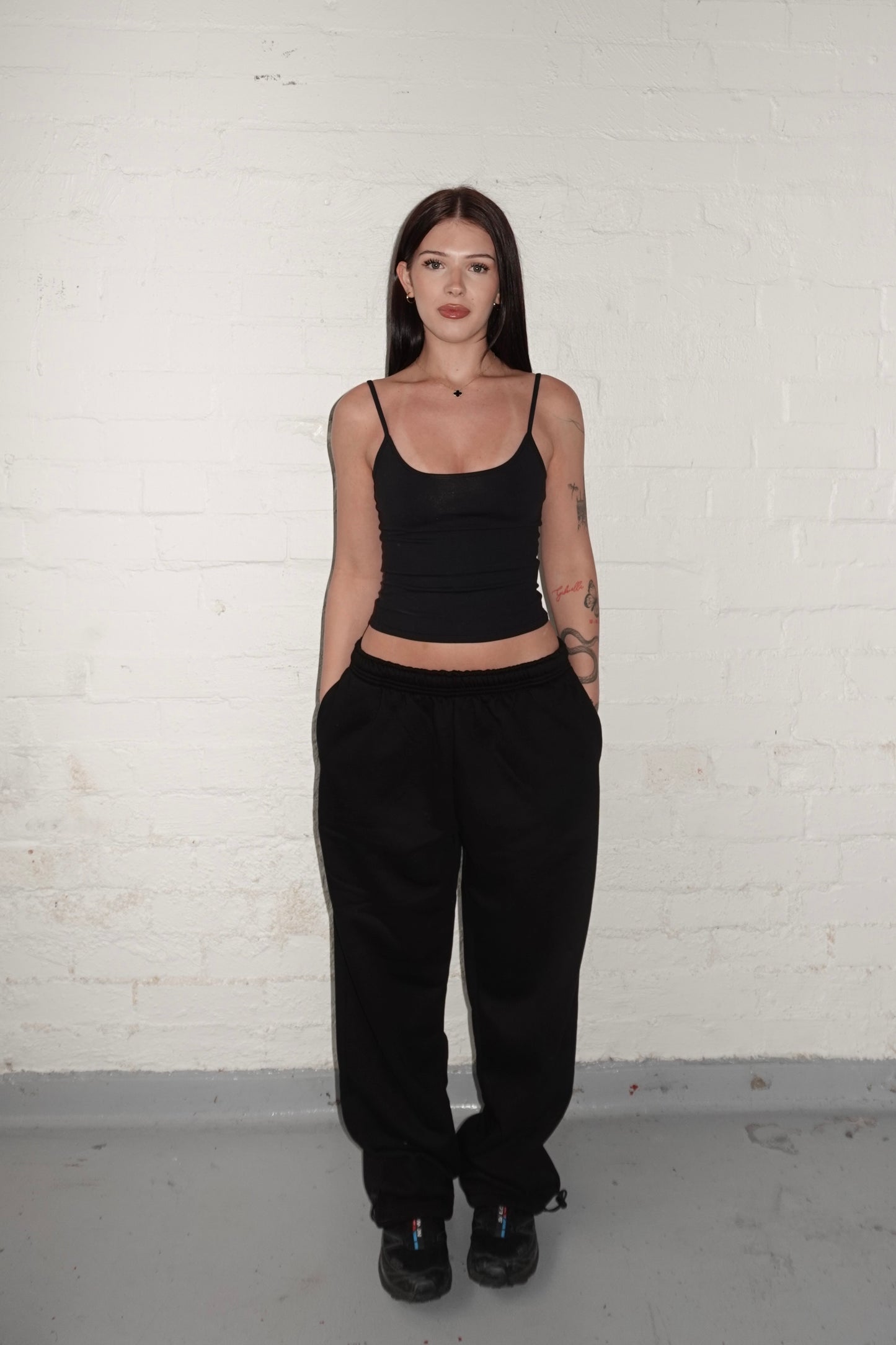 Black Adjustable Cuff Trackpants